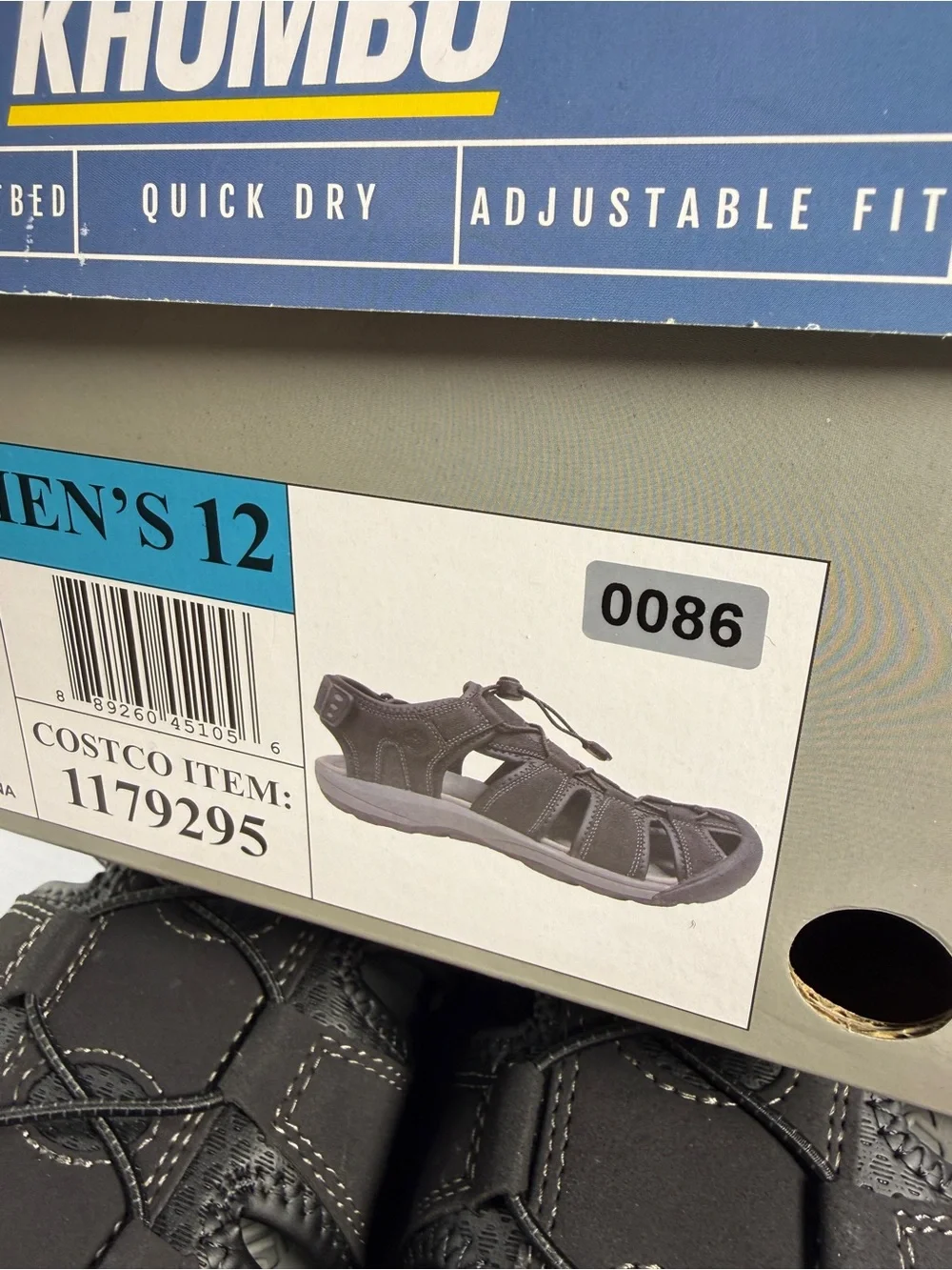 Khombu Mens Black Closed-Toe Sport Sandals 12